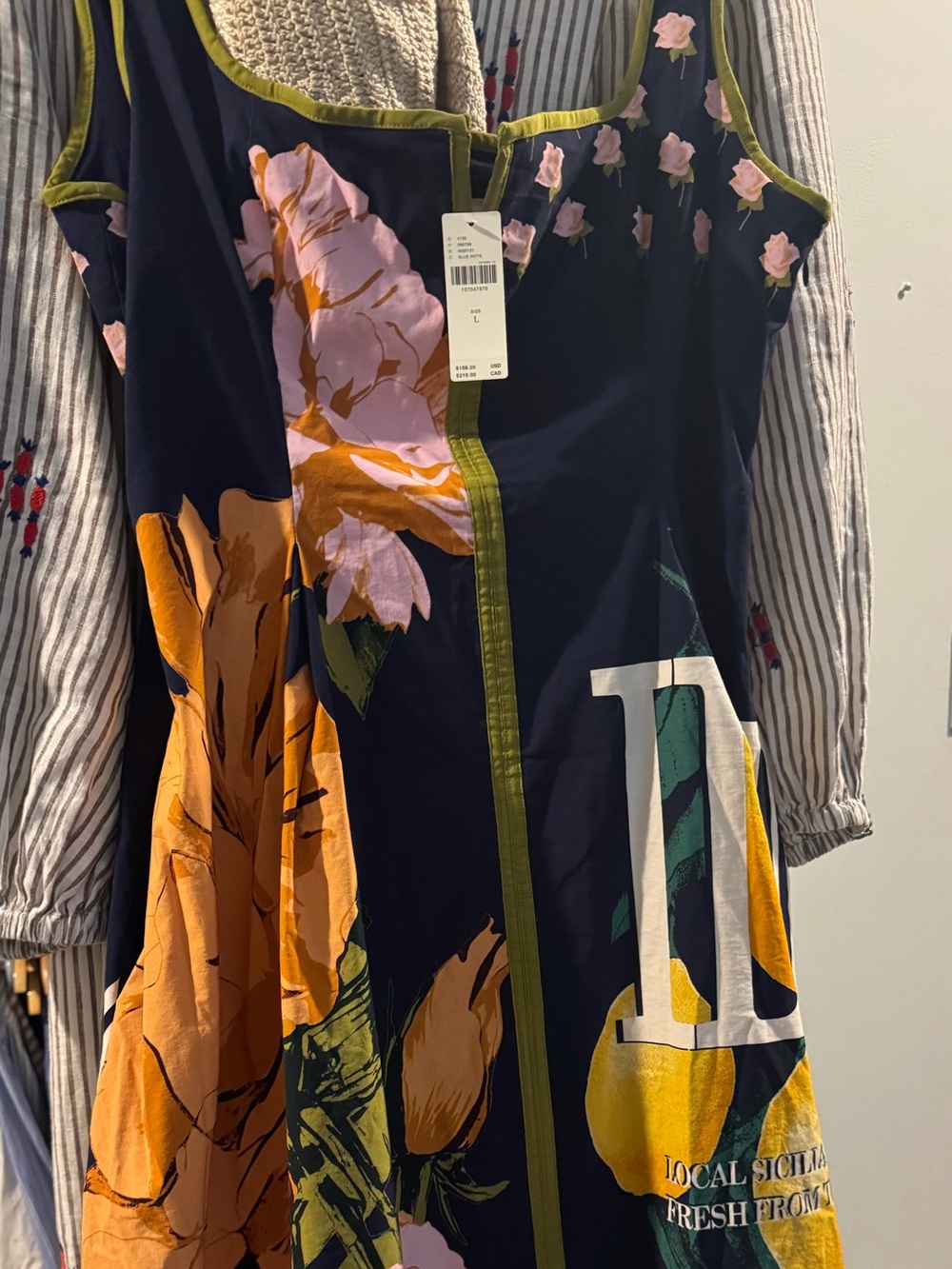 Maeve Navy Floral & Lemon Print Midi Dress - Picture 5 of 5